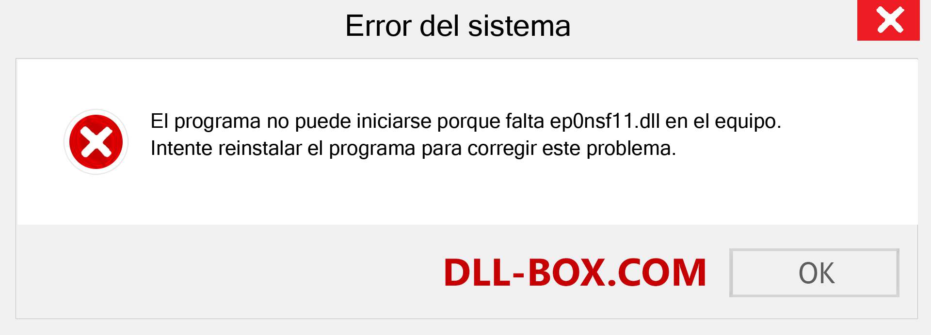 ¿Falta el archivo ep0nsf11.dll ?. Descargar para Windows 7, 8, 10 - Corregir ep0nsf11 dll Missing Error en Windows, fotos, imágenes